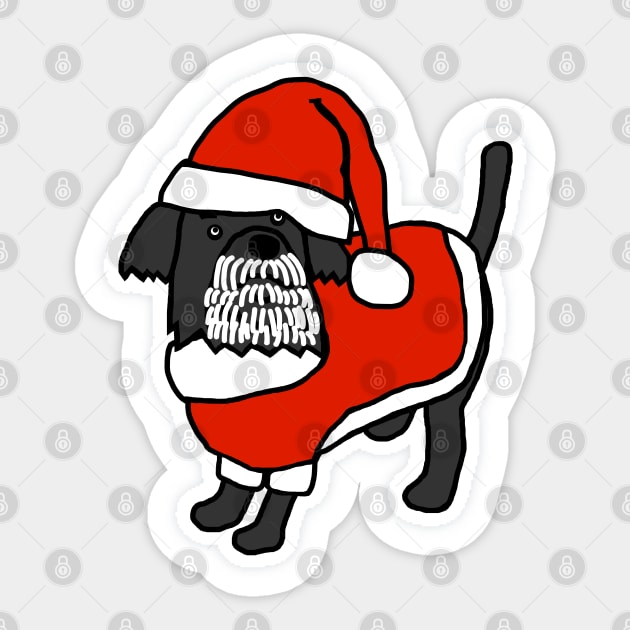 Cute Christmas Dog dressed in a Santa Suit with White Beard Sticker by ellenhenryart